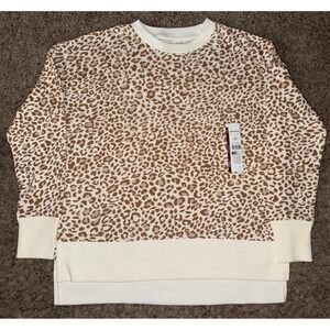 Time and Tru Women's Crewneck Sweatshirt w/ High-Low Hem Leopard‎ Cheetah S